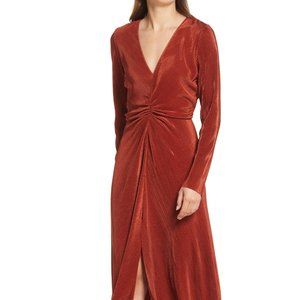 NWT Charles Henry Long-Sleeve Midi Dress